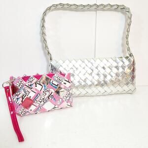 Pair of bubblegum wrapper bags wristlet & handbag set